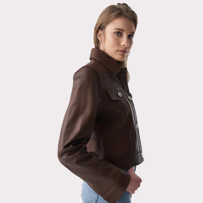 Authentic Western Tan Brown Women's Leather Jacket - AMSEL LEATHERS