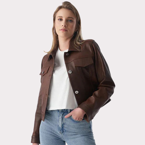 Authentic Western Tan Brown Women's Leather Jacket - AMSEL LEATHERS