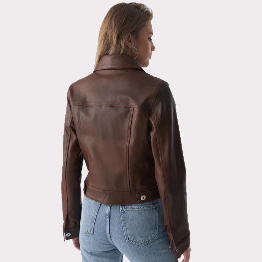 Authentic Western Tan Brown Women's Leather Jacket - AMSEL LEATHERS