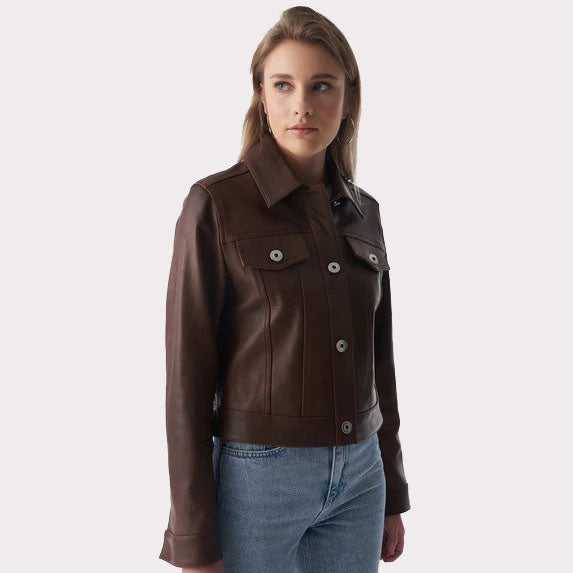 Authentic Western Tan Brown Women's Leather Jacket - AMSEL LEATHERS