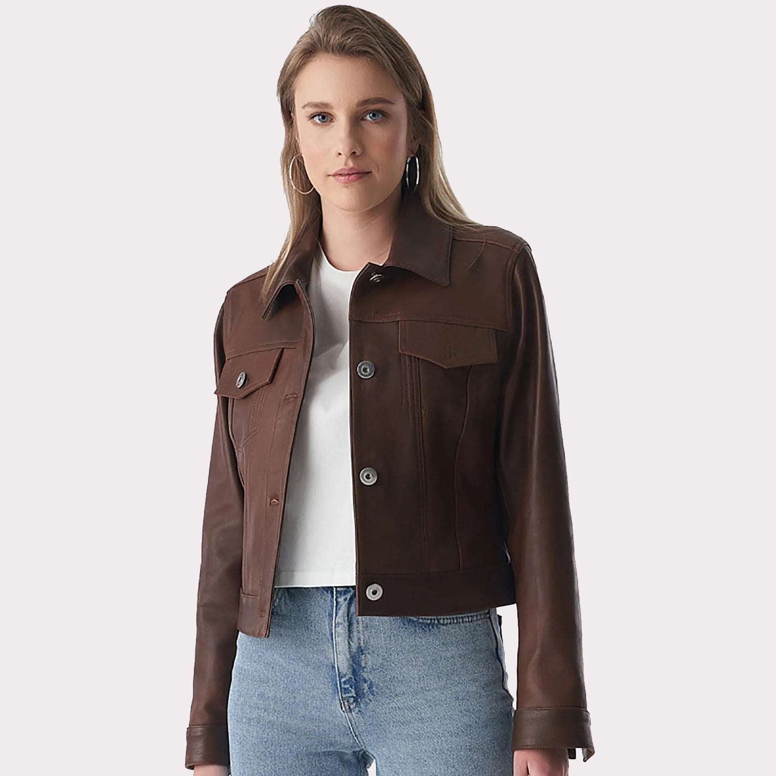 Authentic Western Tan Brown Women's Leather Jacket - AMSEL LEATHERS