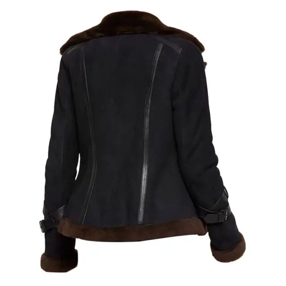 Women's Meghan Aviator Bomber Fur Jacket - AMSEL LEATHERS