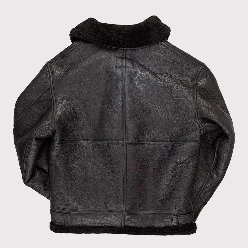 B-3 Black Hooded Bomber Jacket - AMSEL LEATHERS