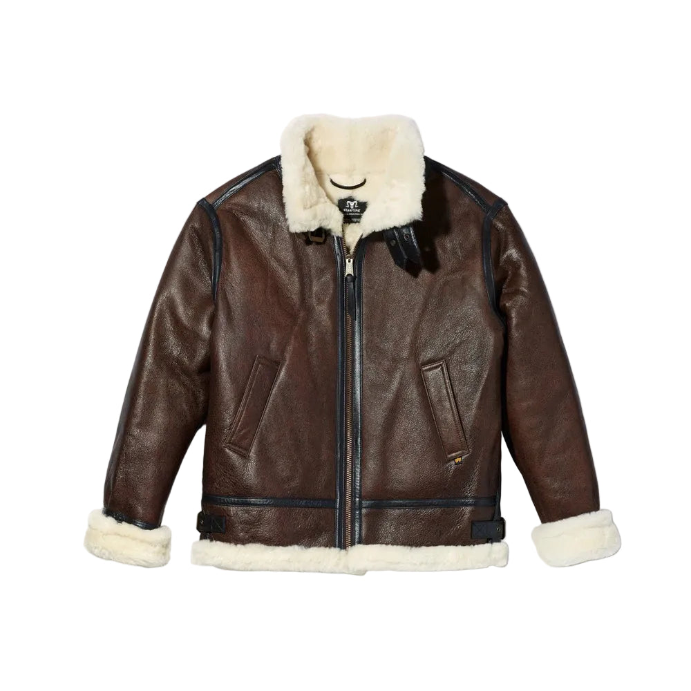 • b3 flight shearling bomber jacket mens front view
