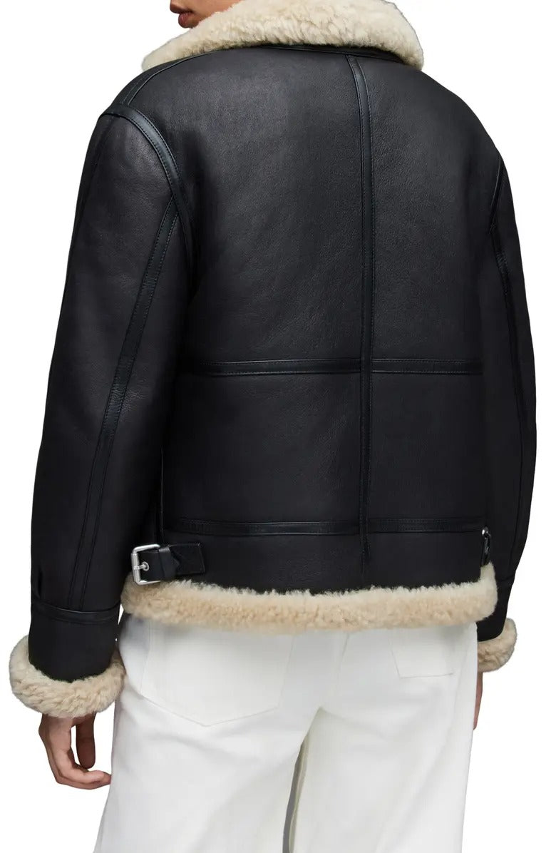 B-3 Aviator RAF Black Shearling Leather Jacket - AMSEL LEATHERS