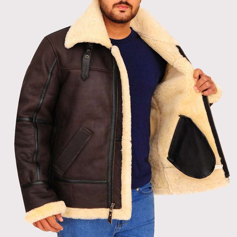 B3 Bomber Aviator Shearling Leather Jacket - AMSEL LEATHERS