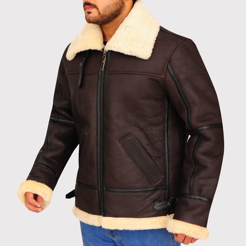 B3 Bomber Aviator Shearling Leather Jacket - AMSEL LEATHERS