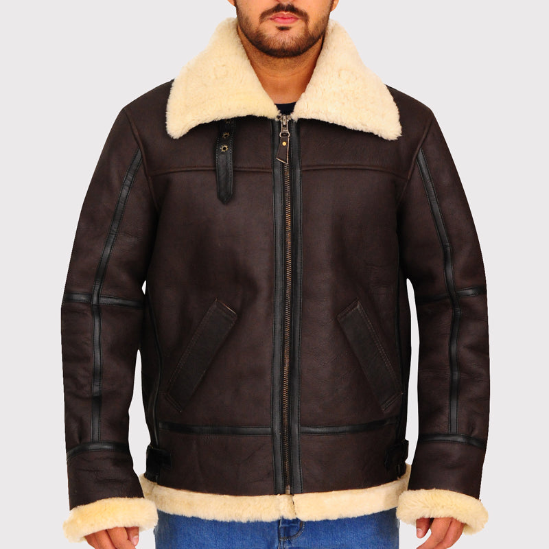 B3 Bomber Aviator Shearling Leather Jacket - AMSEL LEATHERS