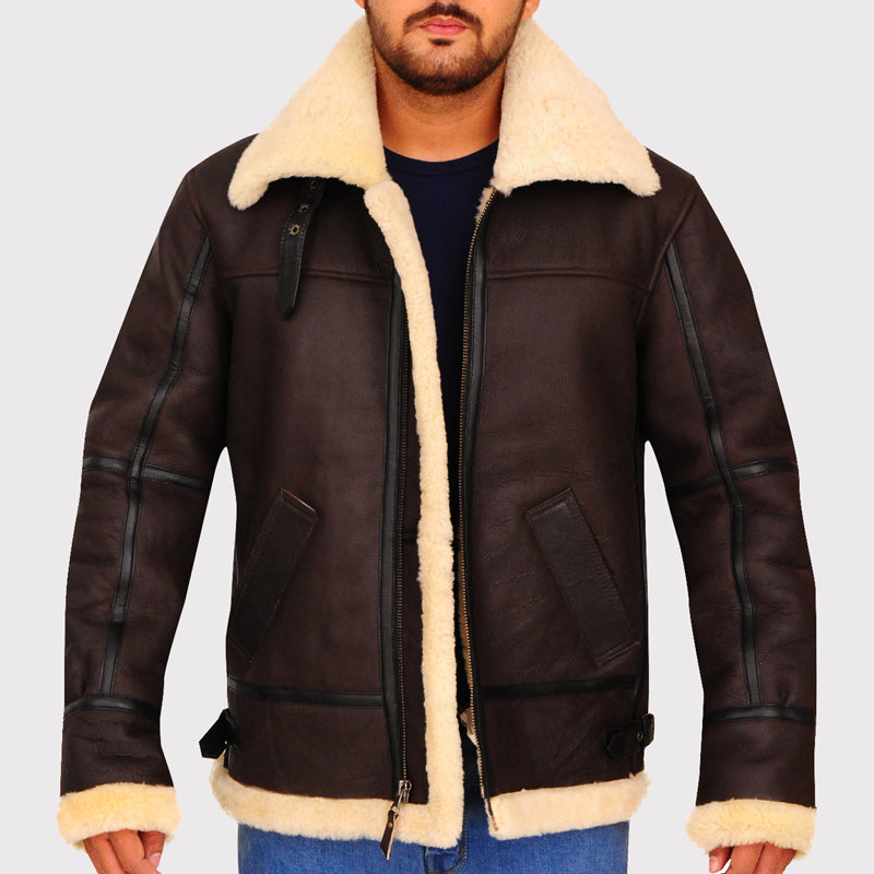 B3 Bomber Aviator Shearling Leather Jacket - AMSEL LEATHERS