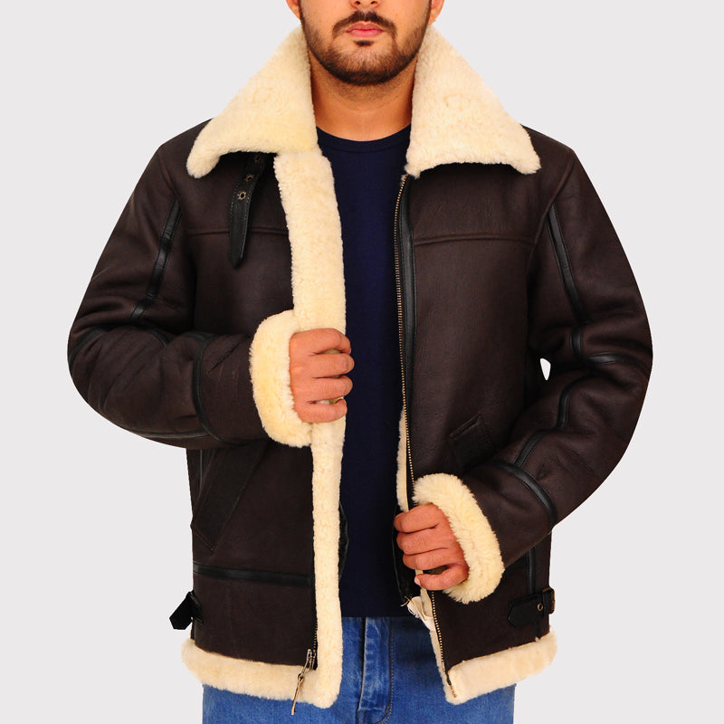 B3 Bomber Aviator Shearling Leather Jacket - AMSEL LEATHERS