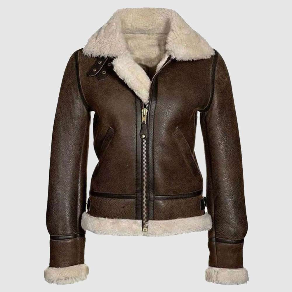 B3 Bomber Distressed Brown Aviator Women's Leather Jacket - AMSEL LEATHERS