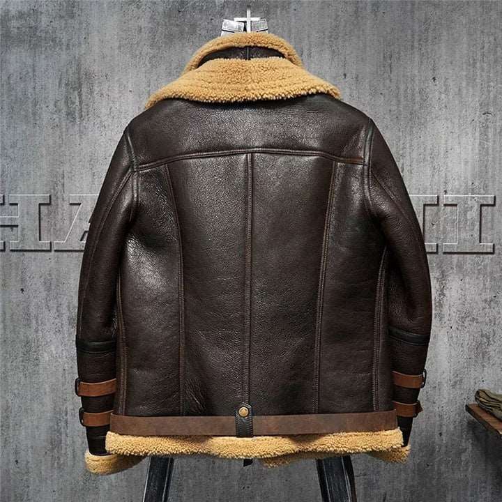 B3 Flight Sheepskin Aviator Fur Leather Jacket - AMSEL LEATHERS