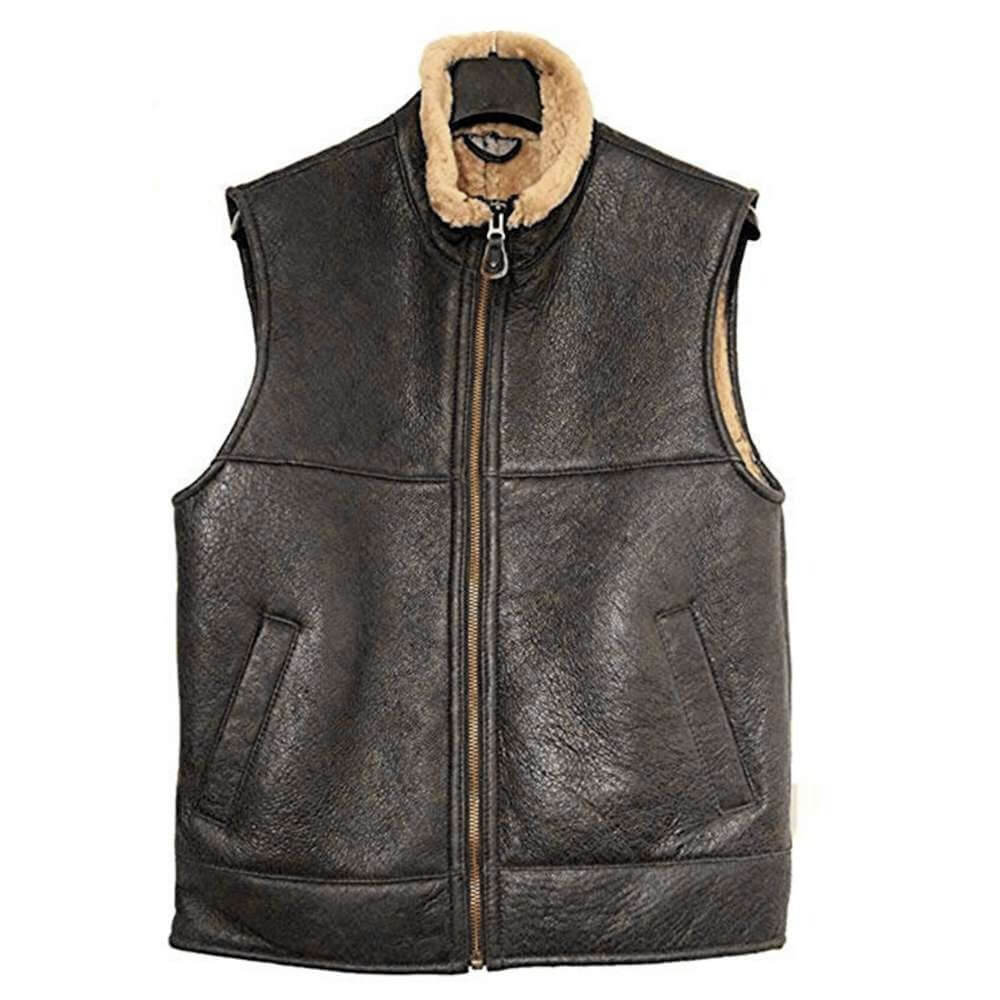 B3 RAF Aviator Shearling Leather Flight Vest - AMSEL LEATHERS