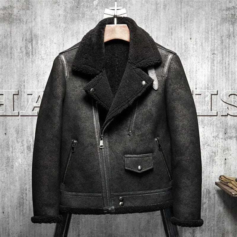 B3 Shearling Leather Jacket Men's Flying Jacket - AMSEL LEATHERS