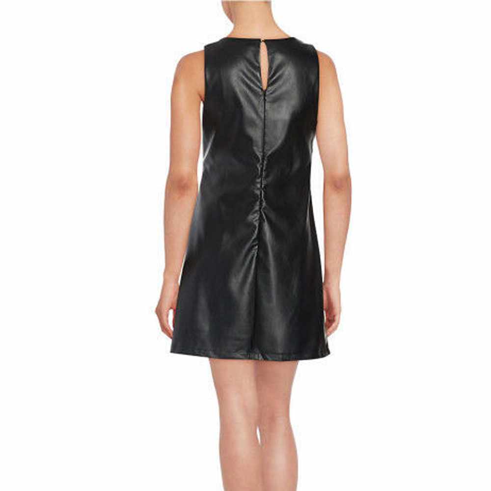 Front Zipper Black Leather Mini Dress For Women - AMSEL LEATHERS