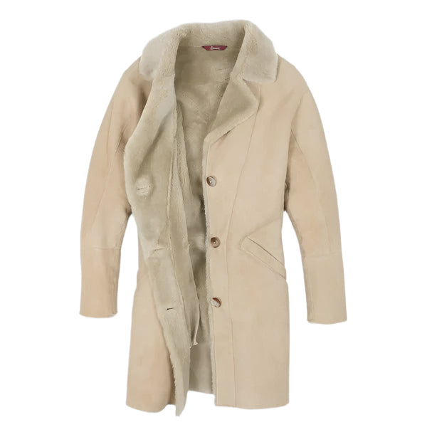 Beige Women's Shearling Coat – Cozy & Stylish Winter Wear - AMSEL LEATHERS