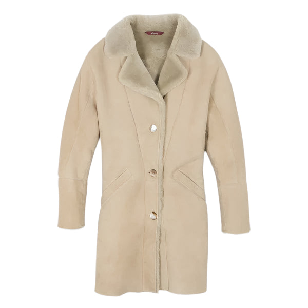 Beige Women's Shearling Coat – Cozy & Stylish Winter Wear - AMSEL LEATHERS