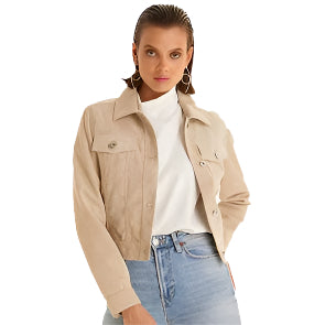 Beige Women's Western Suede Jacket – Stylish & Comfortable - AMSEL LEATHERS