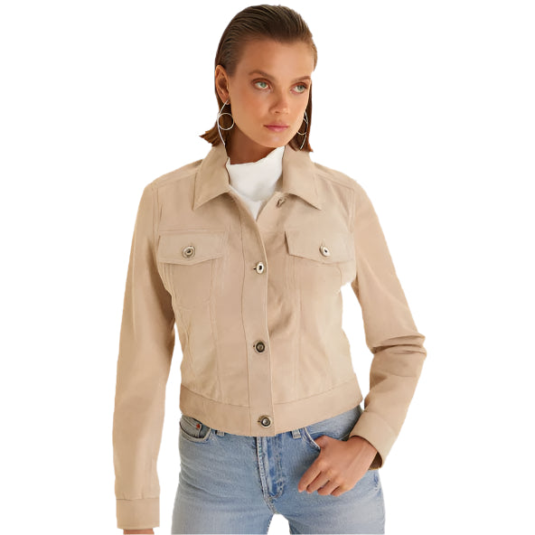 Beige Women's Western Suede Jacket – Stylish & Comfortable - AMSEL LEATHERS