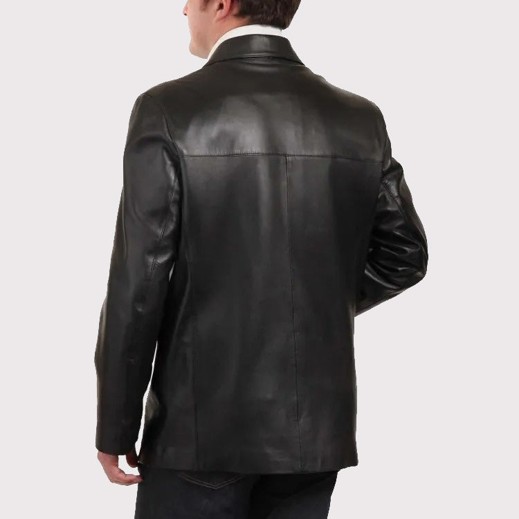 Best Black Lambskin Leather Blazer Coat for Men - AMSEL LEATHERS