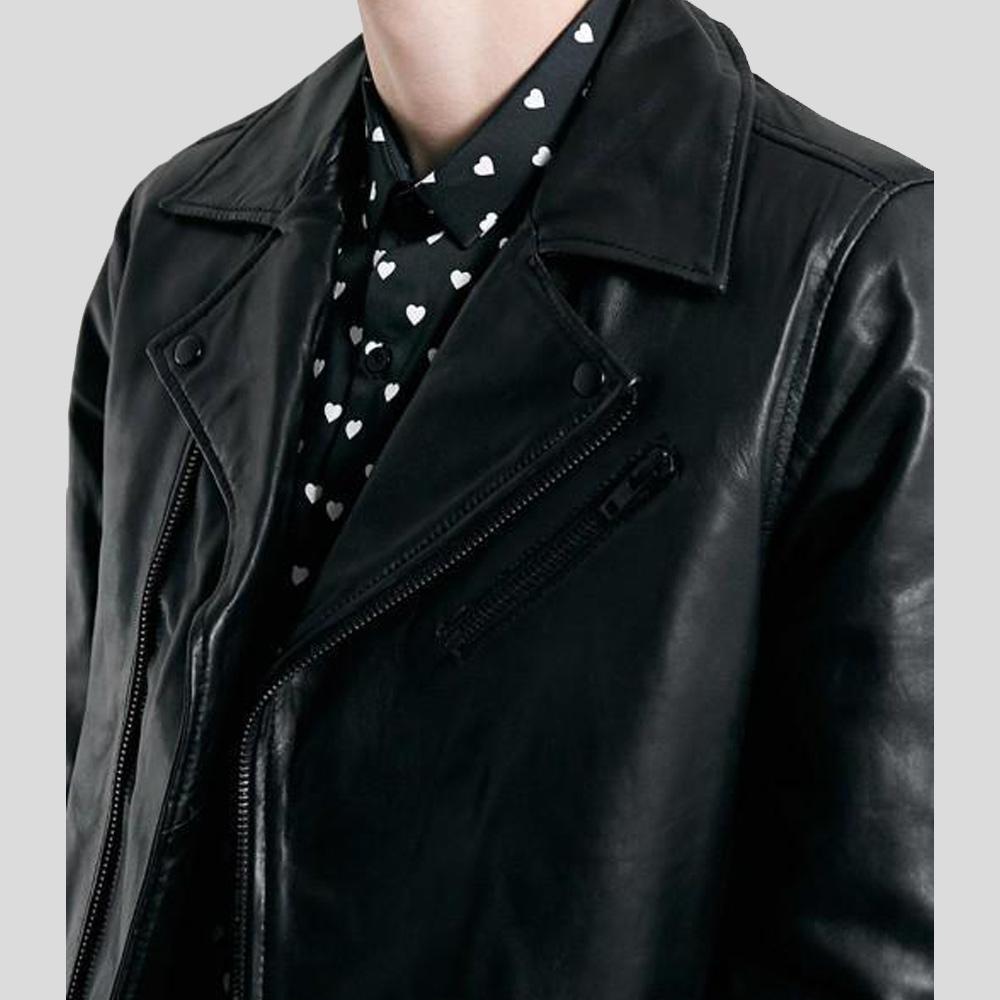 • motorcycle leather jacket zipper detail close up
