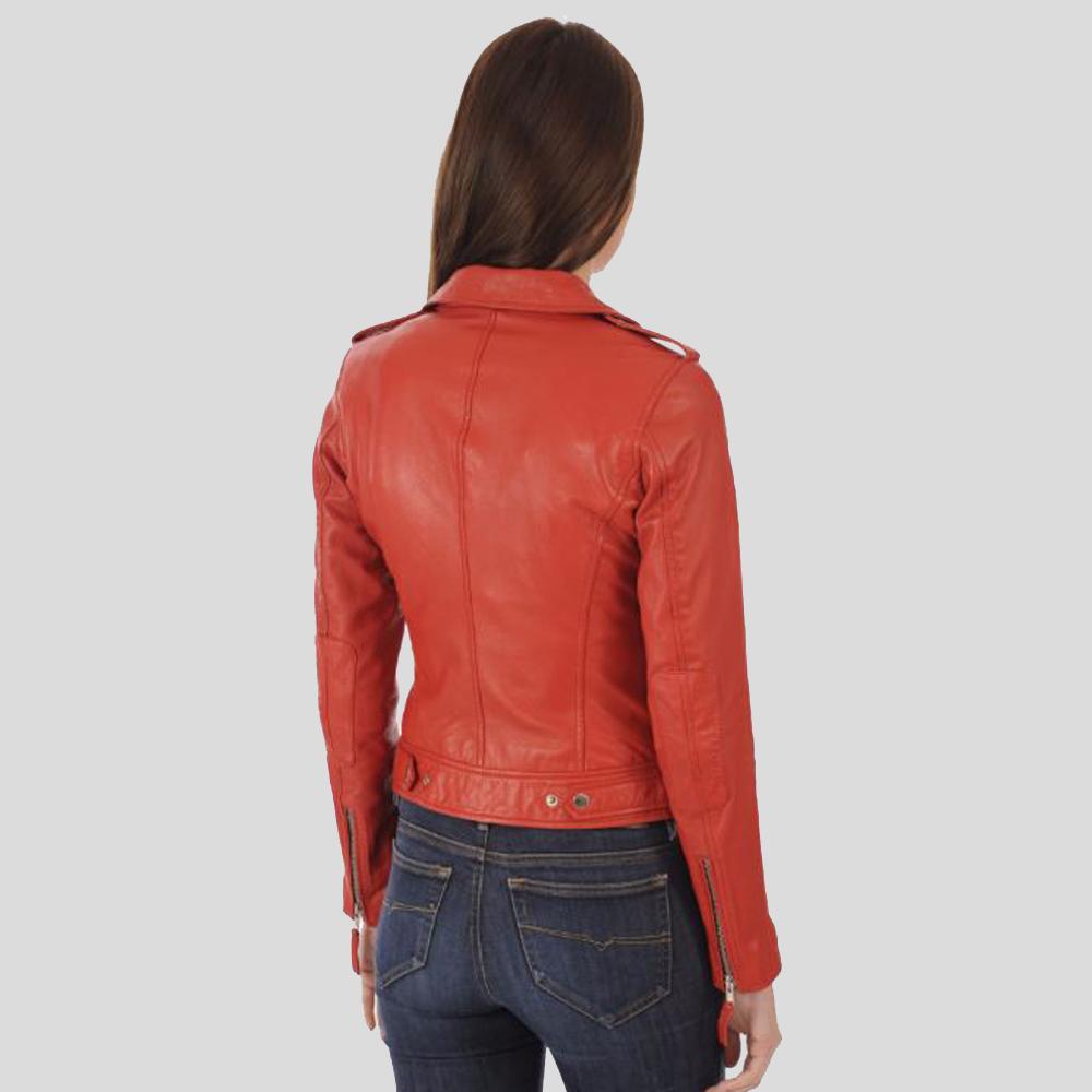 • women motorcycle jacket zipper detail close up
