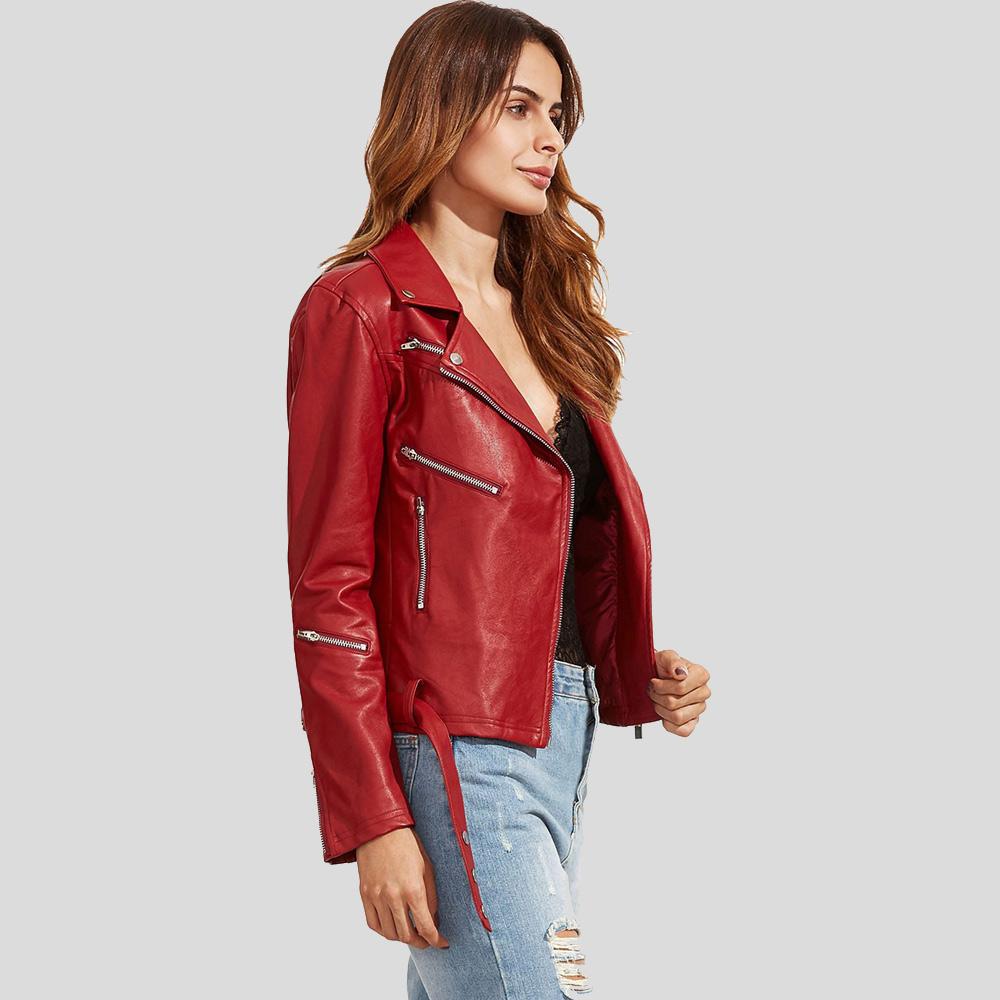 • lambskin moto jacket zipper detail close up
