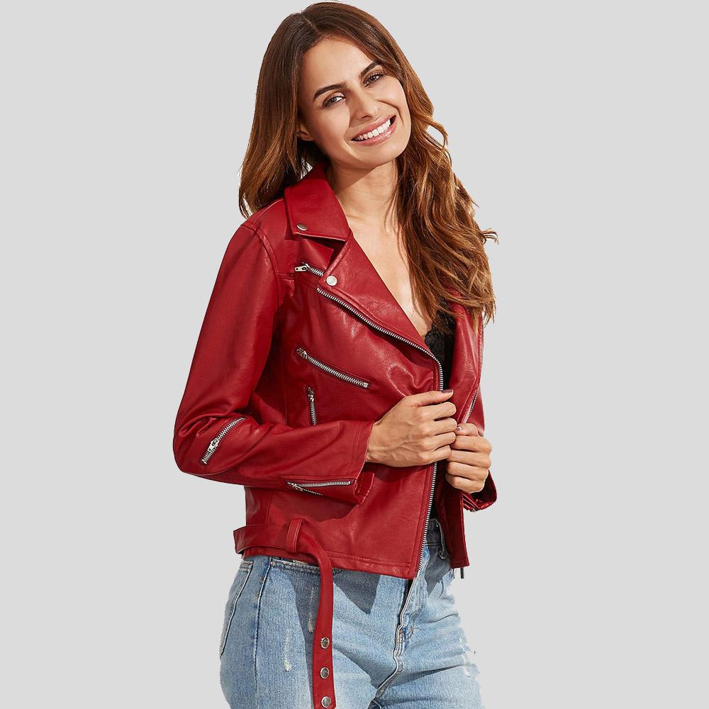 • womens biker jacket side angle
