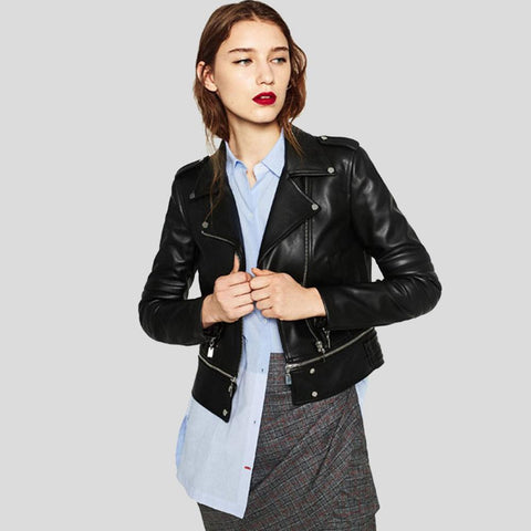 • lambskin moto jacket zipper detail close up
