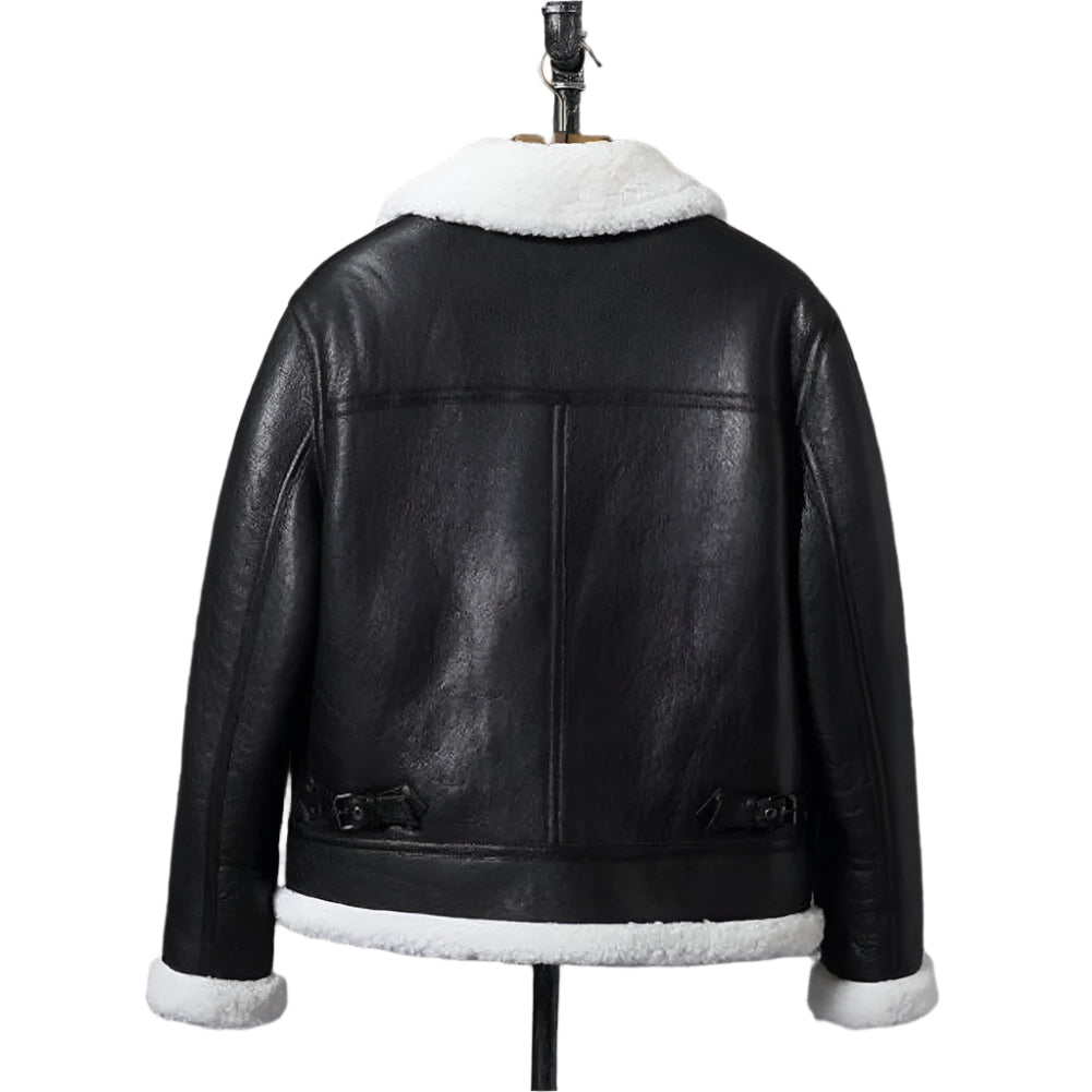 New Black B3 Shearling Jacket - Men's Sheepskin Coat - AMSEL LEATHERS