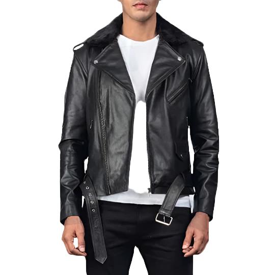 Black Biker Leather Jacket - AMSEL LEATHERS