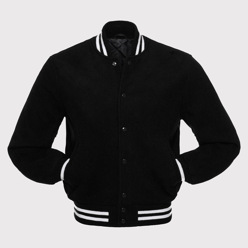 Black Fleece Varsity Jacket - AMSEL LEATHERS