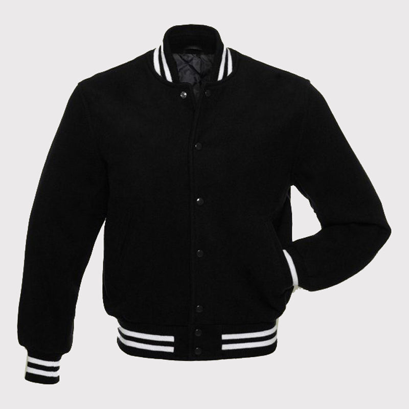 Black Fleece Varsity Jacket - AMSEL LEATHERS