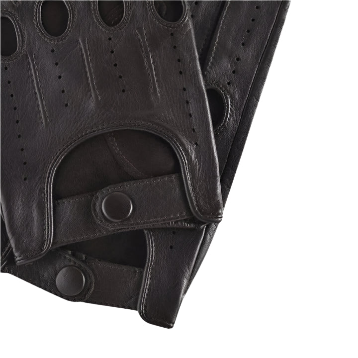 Black Lambskin Leather Driving Gloves - AMSEL LEATHERS