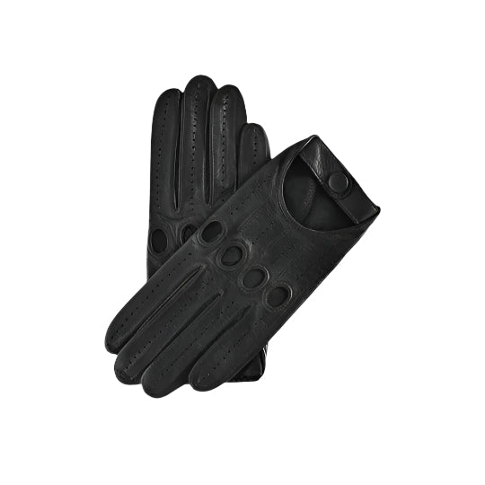 Black Lambskin Leather Driving Gloves - AMSEL LEATHERS