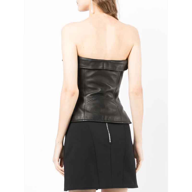 Black Leather Corset Top - AMSEL LEATHERS