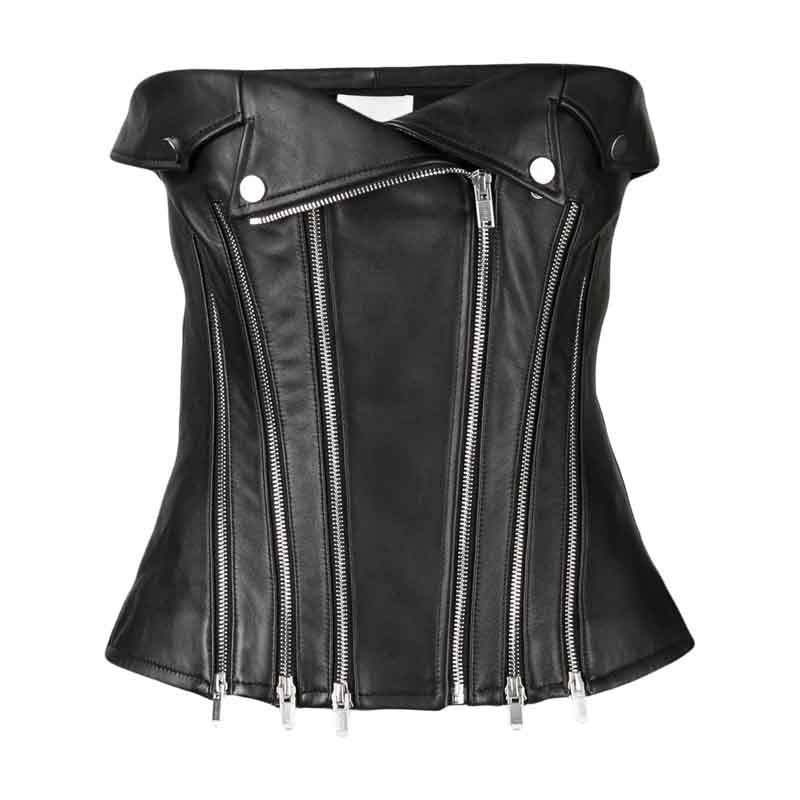 Black Leather Corset Top - AMSEL LEATHERS