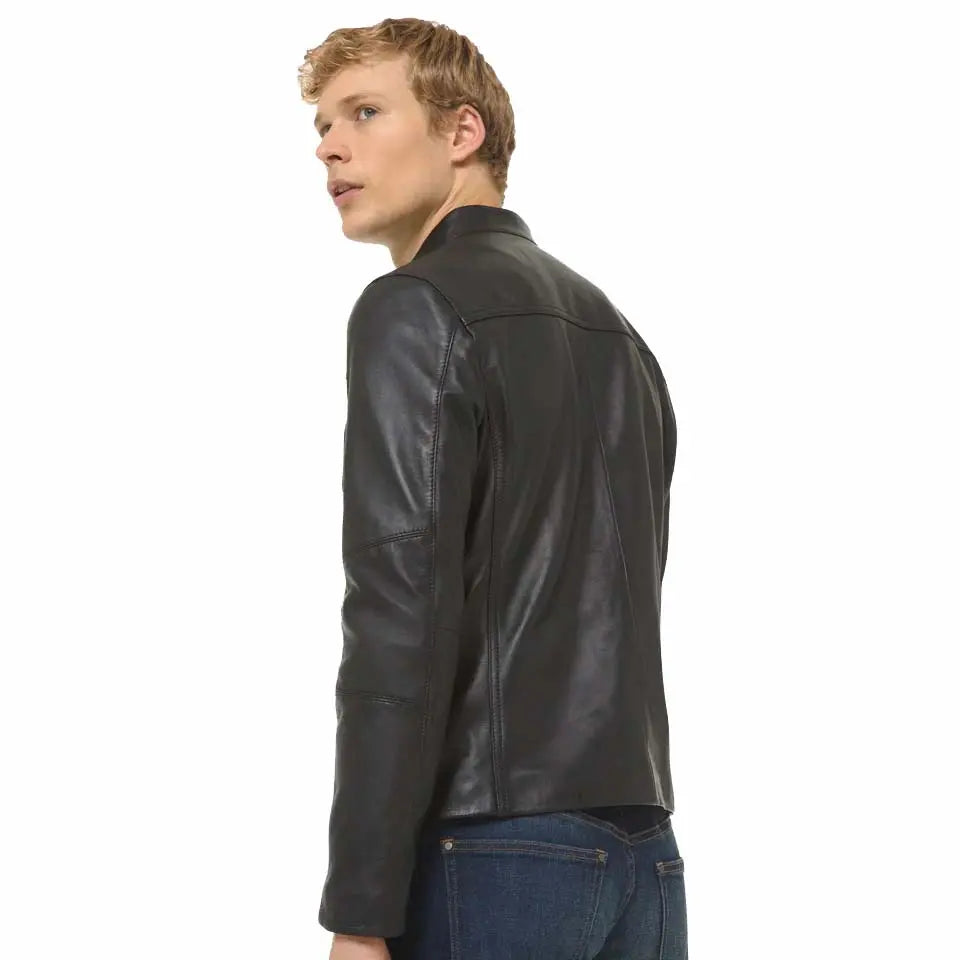 Men's Classic Black Leather Jacket Amsel Leathers