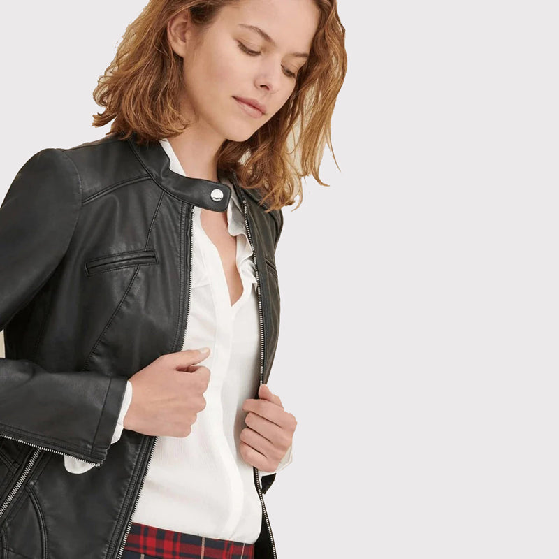 Chic Black Leather Jacket for Women - AMSEL LEATHERS