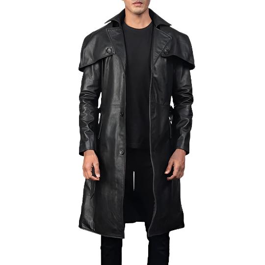 Black Leather Trench Coat - AMSEL LEATHERS