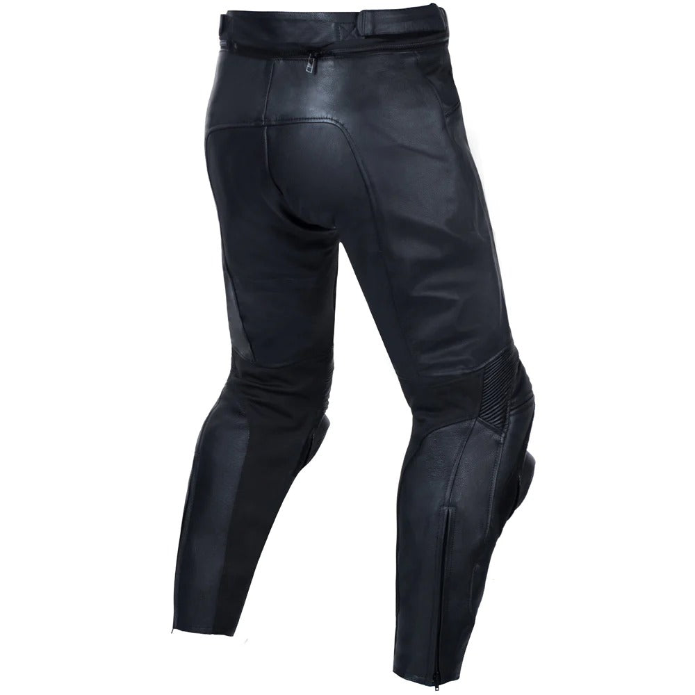 Black Motorcycle Racing Leather Pants - AMSEL LEATHERS