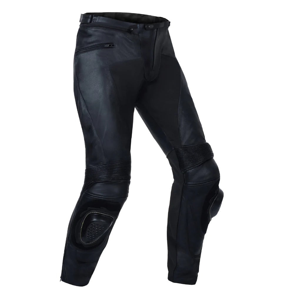 Black Motorcycle Racing Leather Pants - AMSEL LEATHERS