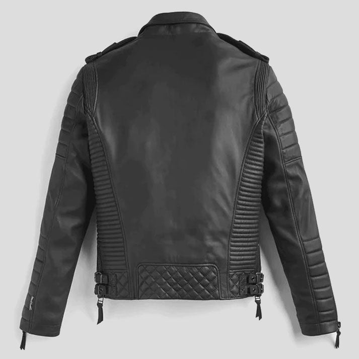 Black Leather Motorcycle Riding Jacket For Men - AMSEL LEATHERS