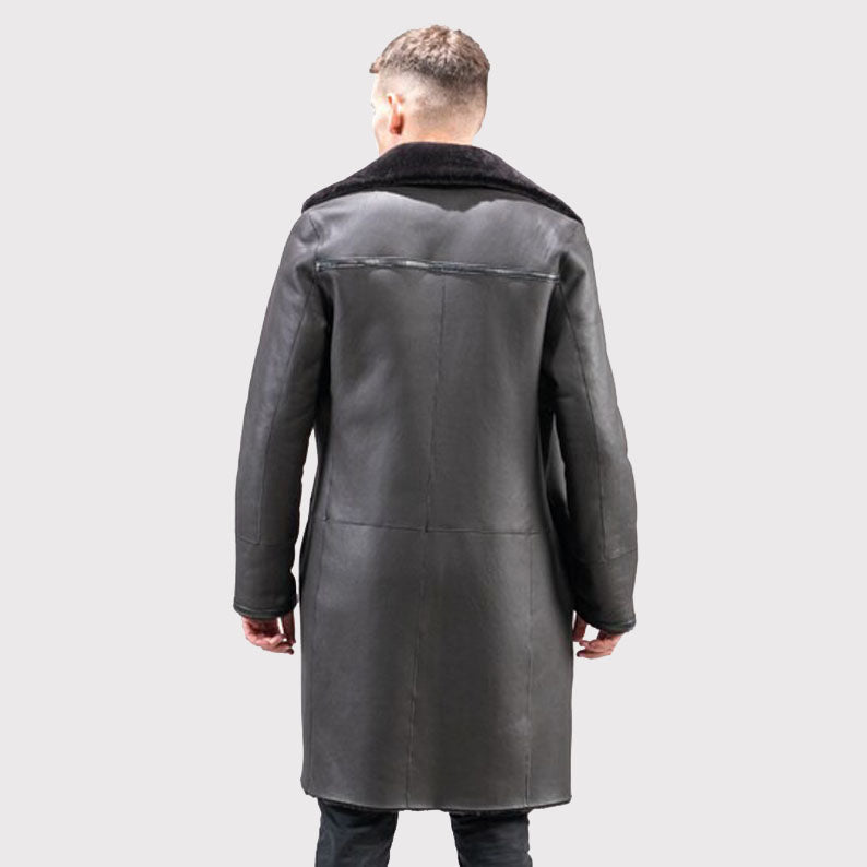 Versatile Black Reversible Sheepskin Coat for Men - AMSEL LEATHERS