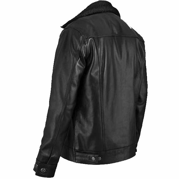 Black Sherpa Leather Jacket - AMSEL LEATHERS