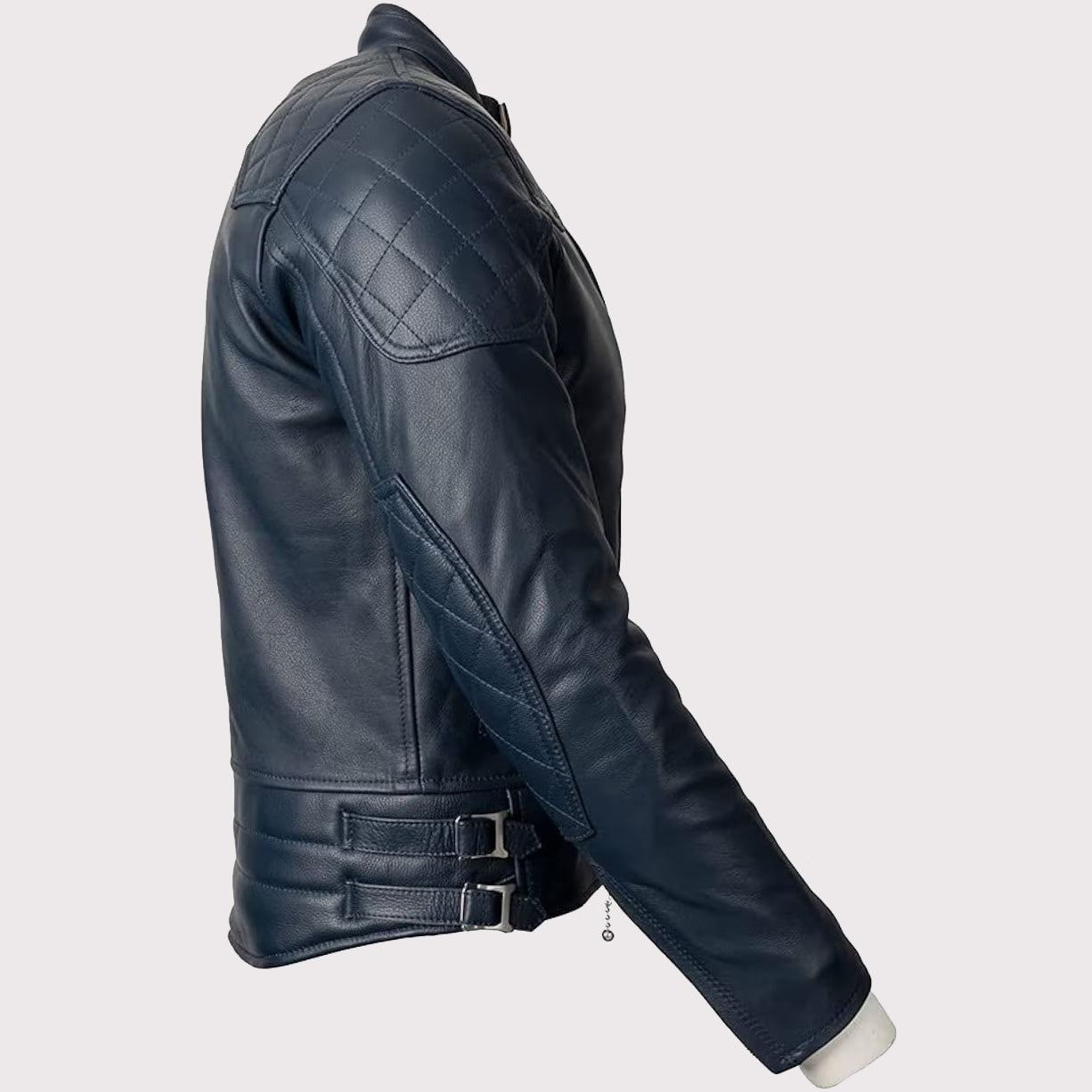 Blue Motorcycle Leather Jacket for Men - Gold Top - AMSEL LEATHERS