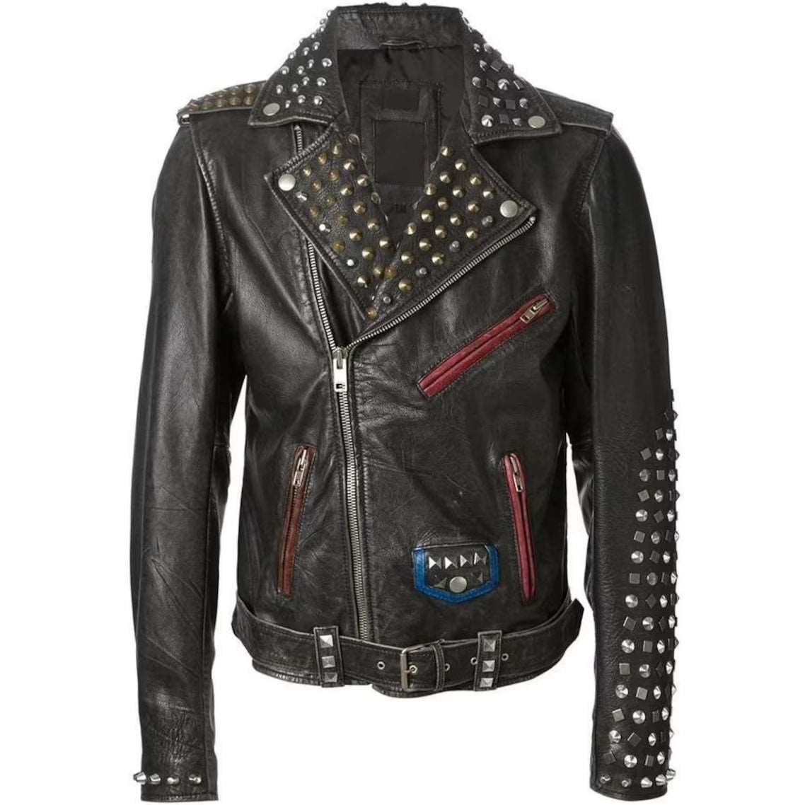 Brando Multi Studs Hand Stitched Punk Jacket - AMSEL LEATHERS