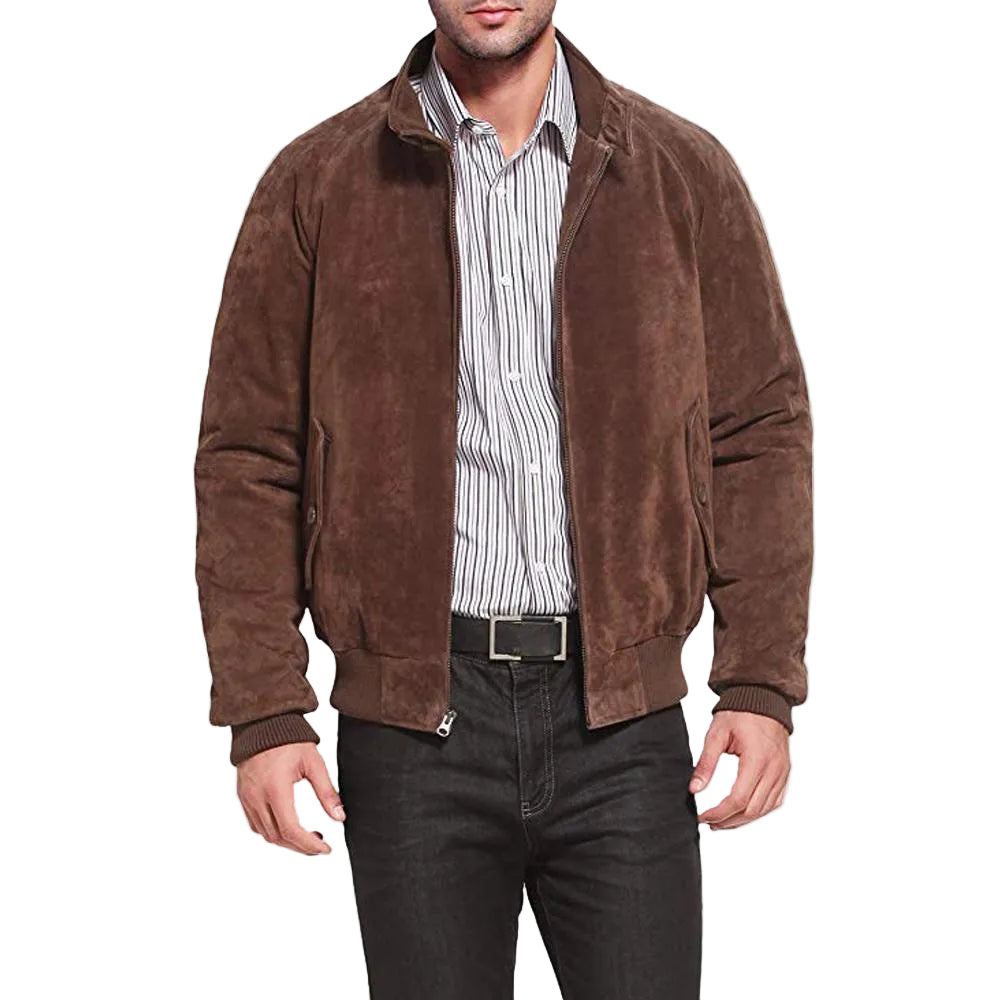 men's black lambskin suede jacket conrad side angle