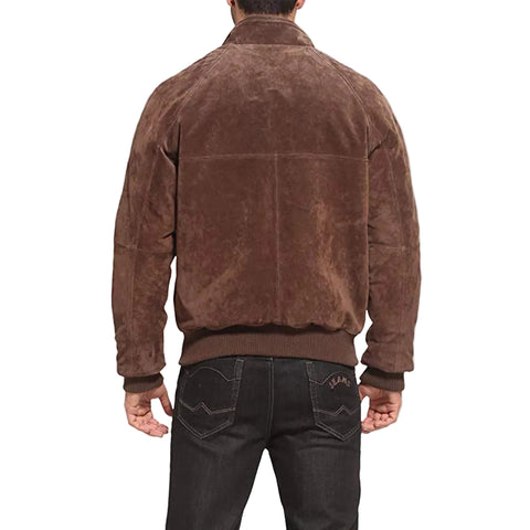 men's black lambskin suede jacket conrad back view
