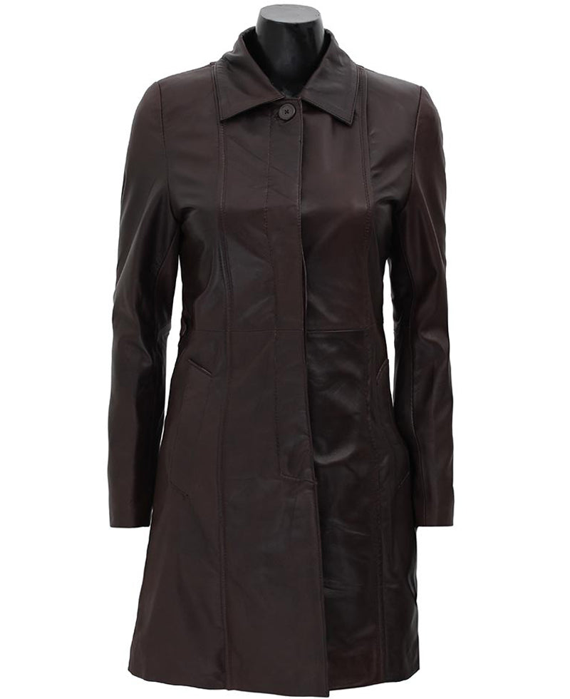 • belted leather winter coat womens
